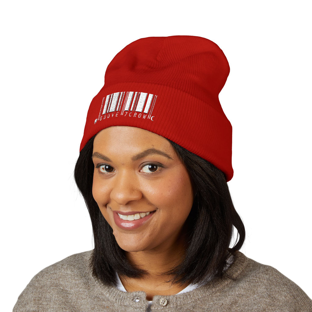 Barcode graphic beanie | Cuffed Embroidered Beanie