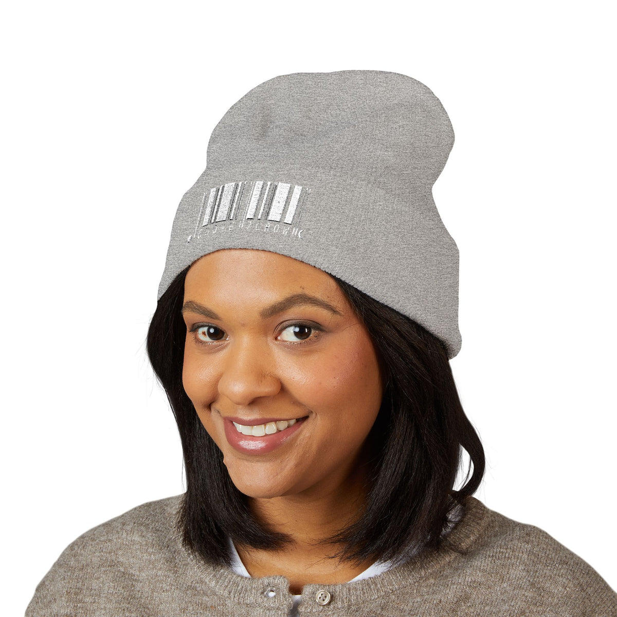 Barcode graphic beanie | Cuffed Embroidered Beanie
