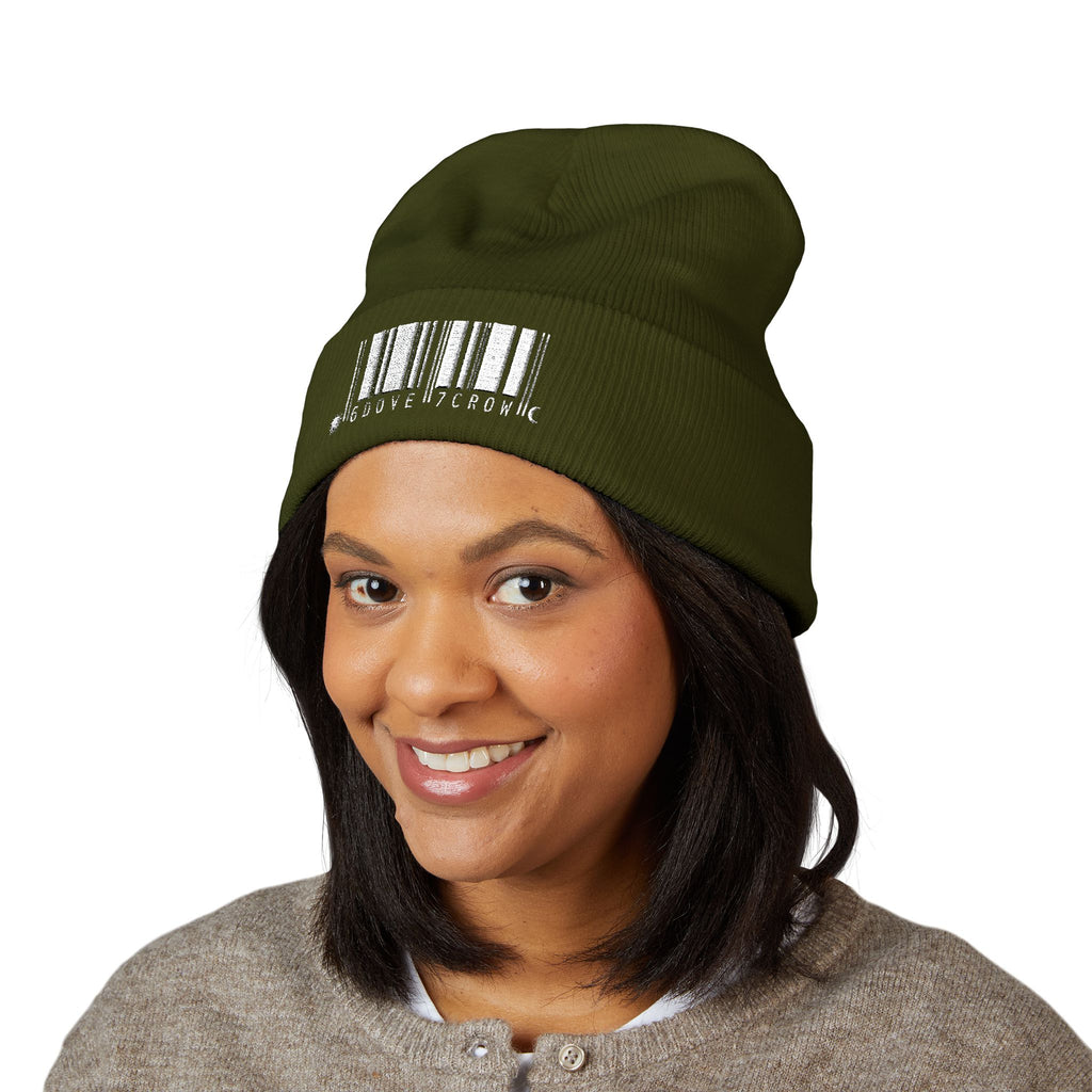 Barcode graphic beanie | Cuffed Embroidered Beanie